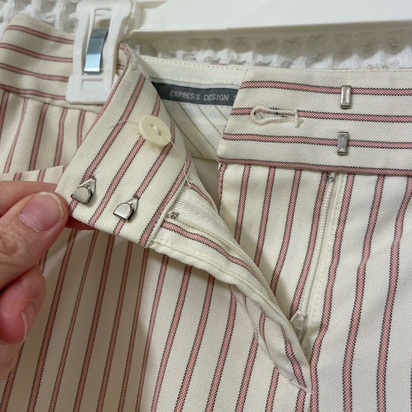 Express Ivory Pants with Black and Pink Pinstripes - Picture 3 of 7